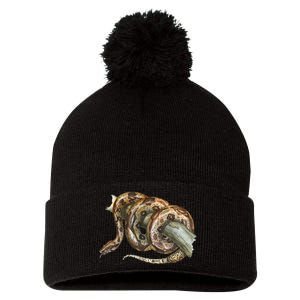 Snake Snake Lover  Men Snake Pom Pom 12in Knit Beanie