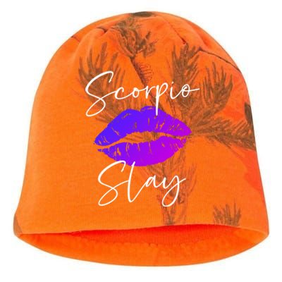 Scorpio Slay Lipstick Lips Birthday S Gift Kati - Camo Knit Beanie