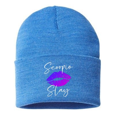 Scorpio Slay Lipstick Lips Birthday S Gift Sustainable Knit Beanie