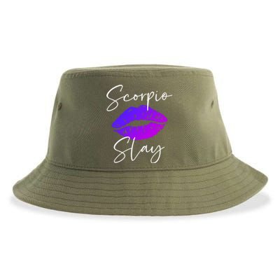 Scorpio Slay Lipstick Lips Birthday S Gift Sustainable Bucket Hat