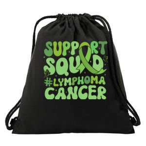 Support Squad Lymphoma Cancer Awareness Green Ribbon Drawstring Bag