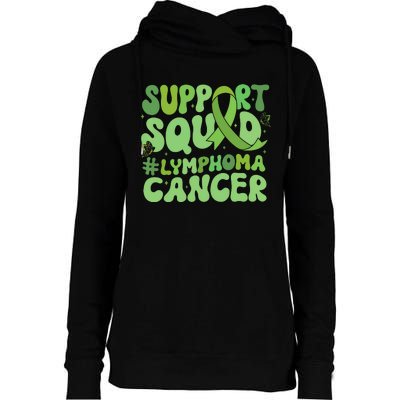 Support Squad Lymphoma Cancer Awareness Green Ribbon Womens Funnel Neck Pullover Hood