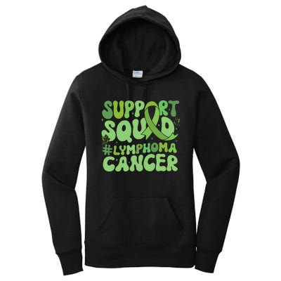 Support Squad Lymphoma Cancer Awareness Green Ribbon Women's Pullover Hoodie