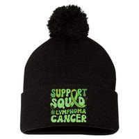 Support Squad Lymphoma Cancer Awareness Green Ribbon Pom Pom 12in Knit Beanie