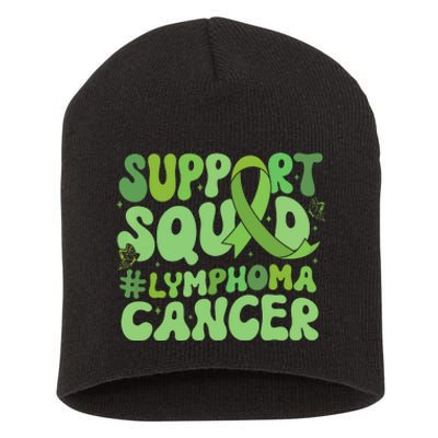 Support Squad Lymphoma Cancer Awareness Green Ribbon Short Acrylic Beanie