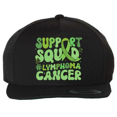 Support Squad Lymphoma Cancer Awareness Green Ribbon Wool Snapback Cap