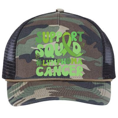 Support Squad Lymphoma Cancer Awareness Green Ribbon Retro Rope Trucker Hat Cap