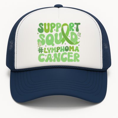 Support Squad Lymphoma Cancer Awareness Green Ribbon Trucker Hat