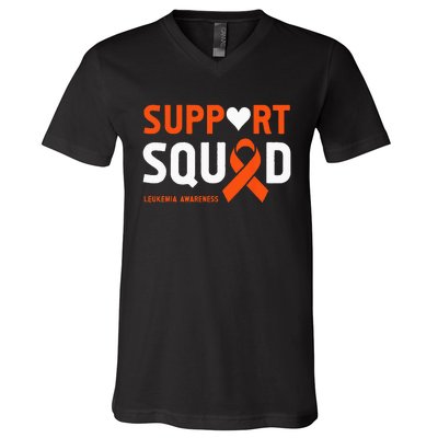 Support Squad Leukemia Awareness (1) V-Neck T-Shirt