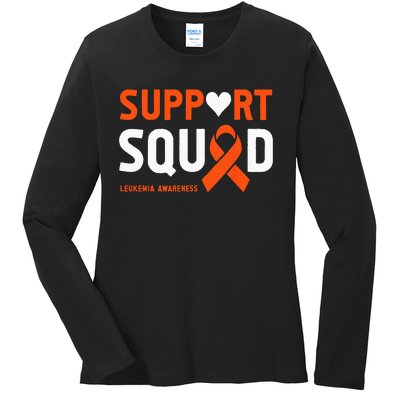 Support Squad Leukemia Awareness (1) Ladies Long Sleeve Shirt