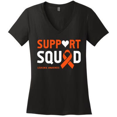 Support Squad Leukemia Awareness (1) Women's V-Neck T-Shirt