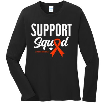 Support Squad Leukemia Awareness Ladies Long Sleeve Shirt