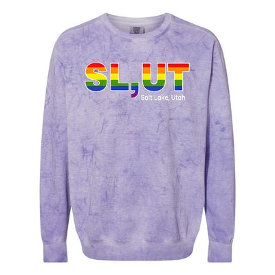 SlUt Salt Lake Utah Lgbtq Pride Funny Sarcasm Saying Colorblast Crewneck Sweatshirt