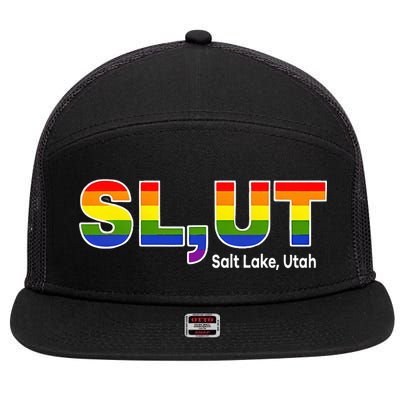 SlUt Salt Lake Utah Lgbtq Pride Funny Sarcasm Saying 7 Panel Mesh Trucker Snapback Hat