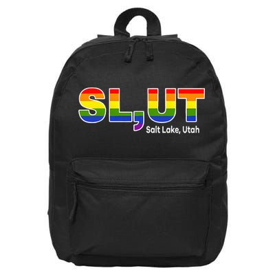 SlUt Salt Lake Utah Lgbtq Pride Funny Sarcasm Saying 16 in Basic Backpack