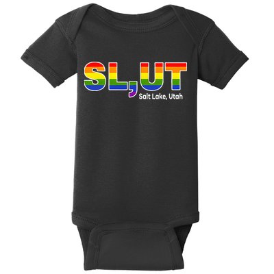 SlUt Salt Lake Utah Lgbtq Pride Funny Sarcasm Saying Baby Bodysuit