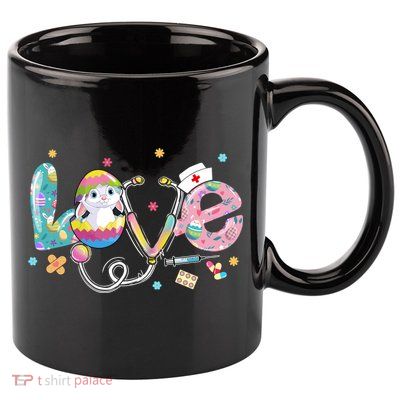 Stethoscope Scrub Life Nurse Bunny Easter Day Outfits Funny Gift 11oz C Handle Ceramic Mug