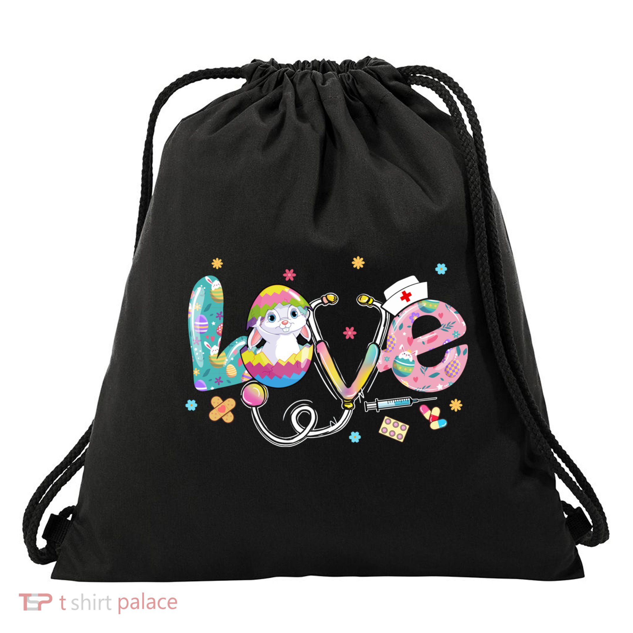 Stethoscope Scrub Life Nurse Bunny Easter Day Outfits Funny Gift Drawstring Bag