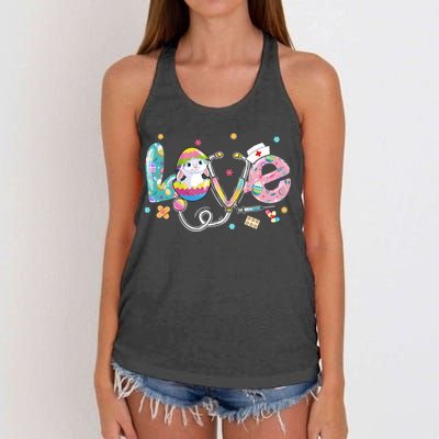 Stethoscope Scrub Life Nurse Bunny Easter Day Outfits Funny Gift Women's Knotted Racerback Tank