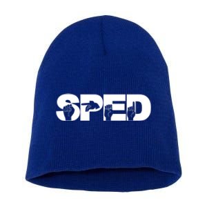 Sped Sign Language Gift Special Education Teacher Great Gift Short Acrylic Beanie