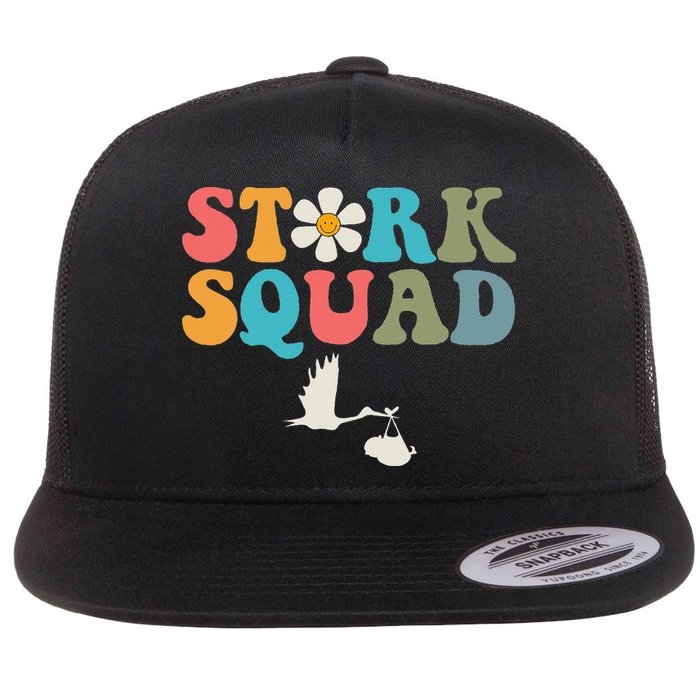 Stork Squad Labor & Delivery Nurse L&D Mother Baby Flat Bill Trucker Hat