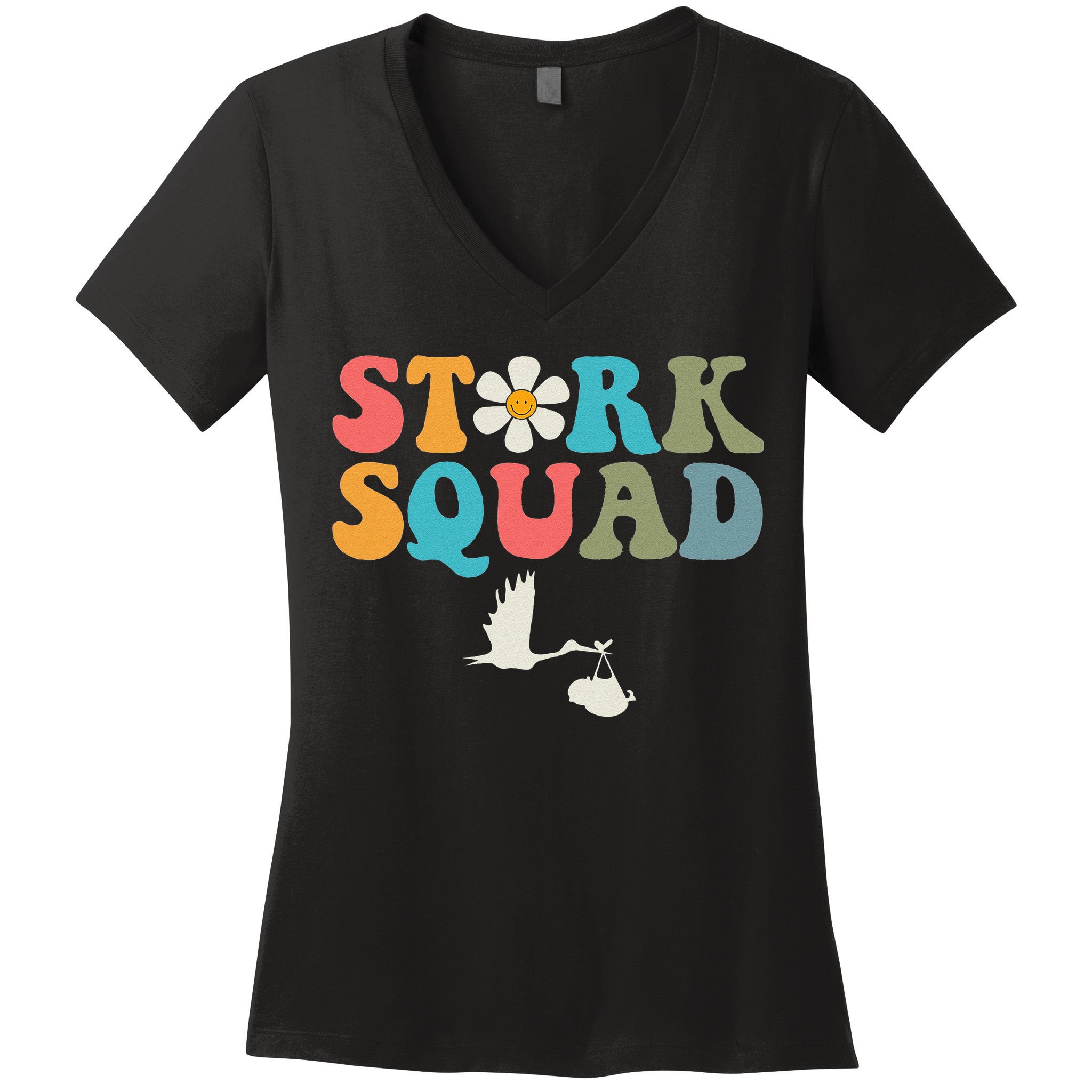 Stork Squad Labor & Delivery Nurse L&D Mother Baby Women's V-Neck T-Shirt