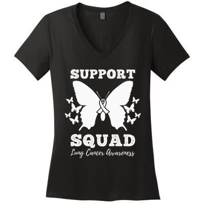 Support Squad Lung Cancer Awareness Women's V-Neck T-Shirt