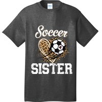 Soccer Sister Leopard Funny Soccer Sister Mother's Day T-Shirt