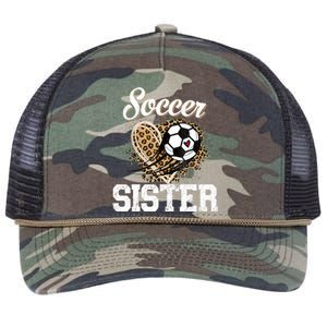 Soccer Sister Leopard Funny Soccer Sister Mother's Day Retro Rope Trucker Hat Cap