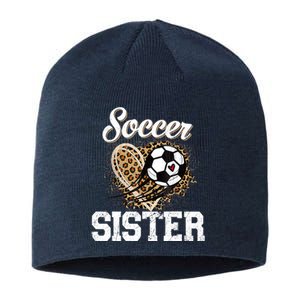 Soccer Sister Leopard Funny Soccer Sister Mother's Day Sustainable Beanie