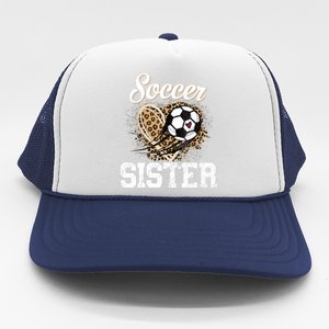 Soccer Sister Leopard Funny Soccer Sister Mother's Day Trucker Hat