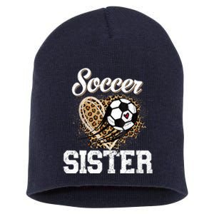 Soccer Sister Leopard Funny Soccer Sister Mother's Day Short Acrylic Beanie