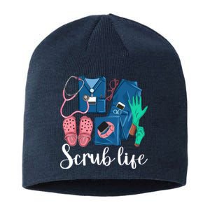 Stylish Scrub Life Design Nurse Life For Healthcare Workers Sustainable Beanie