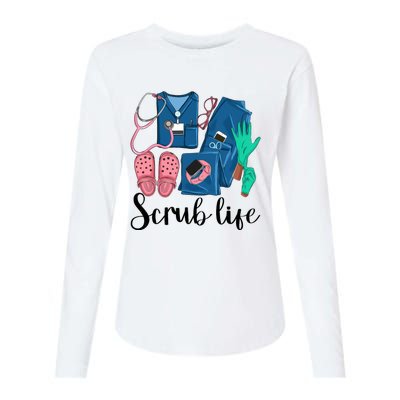 Stylish Scrub Life Design Nurse Life For Healthcare Workers Womens Cotton Relaxed Long Sleeve T-Shirt