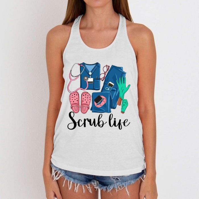 Stylish Scrub Life Design Nurse Life For Healthcare Workers Women's Knotted Racerback Tank