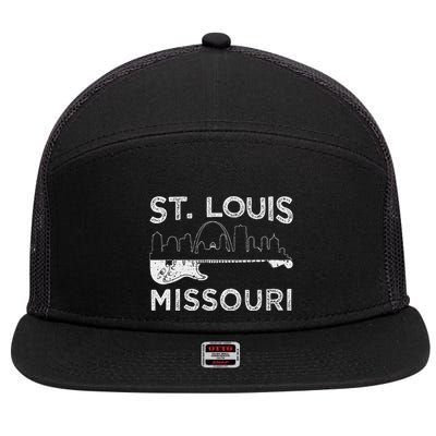 Souvenir St Louis Guitar Music Missouri St. Louis 7 Panel Mesh Trucker Snapback Hat