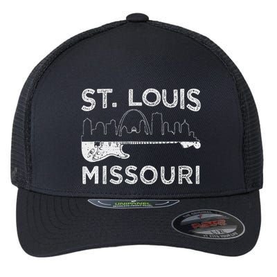 Souvenir St Louis Guitar Music Missouri St. Louis Flexfit Unipanel Trucker Cap