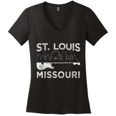Souvenir St Louis Guitar Music Missouri St. Louis Women's V-Neck T-Shirt