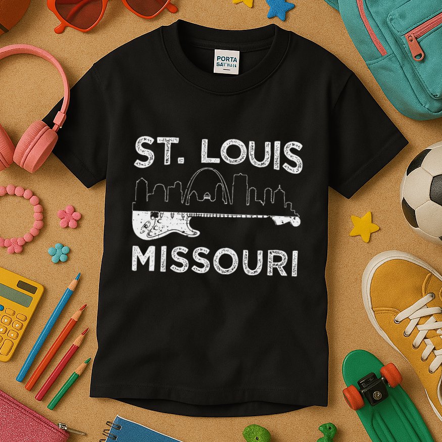 Souvenir St Louis Guitar Music Missouri St. Louis Kids T-Shirt
