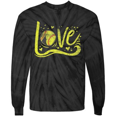 Softball  Softball Lover Softball Mom Tie-Dye Long Sleeve Shirt