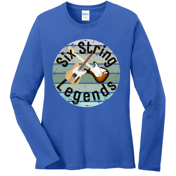 Six String Legends Classic Vintage Guitars Strat Tele Ladies Long Sleeve Shirt