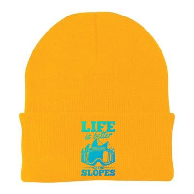 Skier Skiing Life Is Better On The Slopes Winter Skiing Gift Knit Cap Winter Beanie