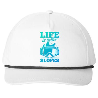 Skier Skiing Life Is Better On The Slopes Winter Skiing Gift Snapback Five-Panel Rope Hat