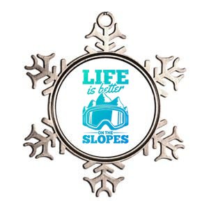 Skier Skiing Life Is Better On The Slopes Winter Skiing Gift Metallic Star Ornament