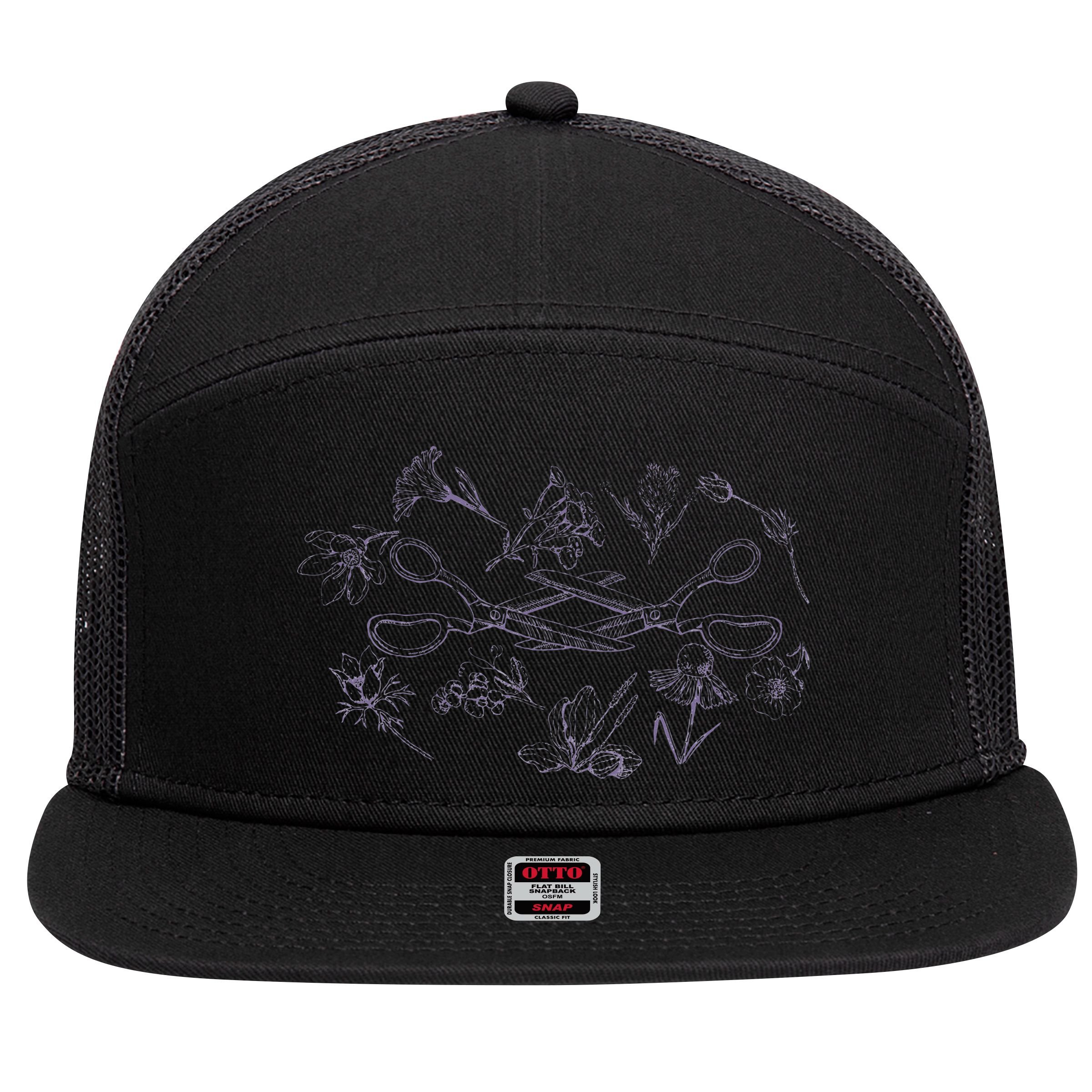 Subtle Sapphic Lesbian Wildflower Lgbtq Pride Month 7 Panel Mesh Trucker Snapback Hat
