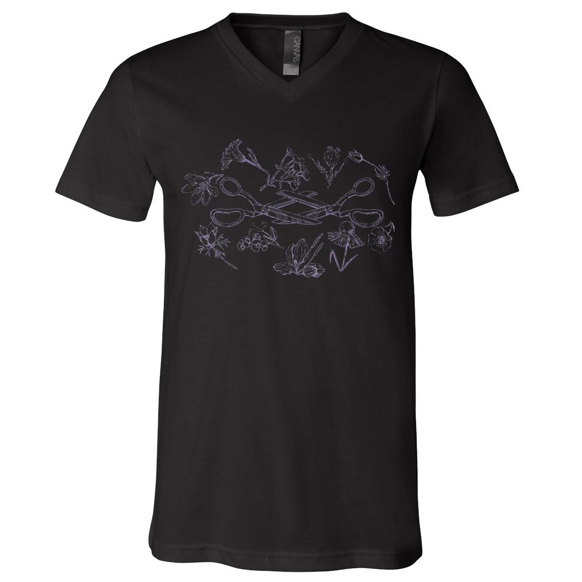 Subtle Sapphic Lesbian Wildflower Lgbtq Pride Month V-Neck T-Shirt