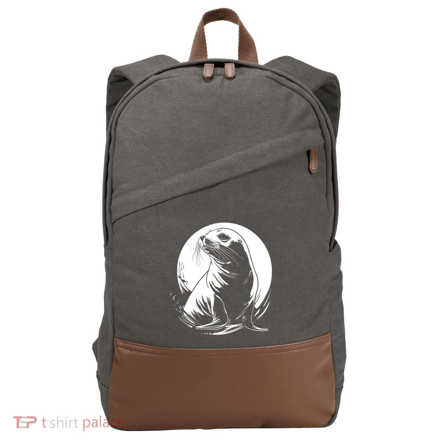 Seal Sea Lion Zookeeper Animal Gift Cotton Canvas Backpack