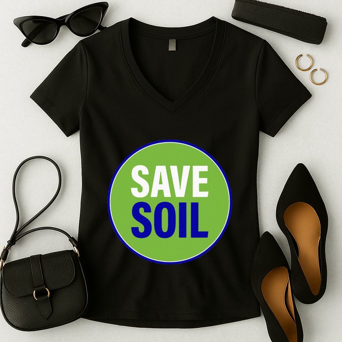 Save Soil Let Us Make It Happen Support Save Soil Movement Women's V-Neck T-Shirt
