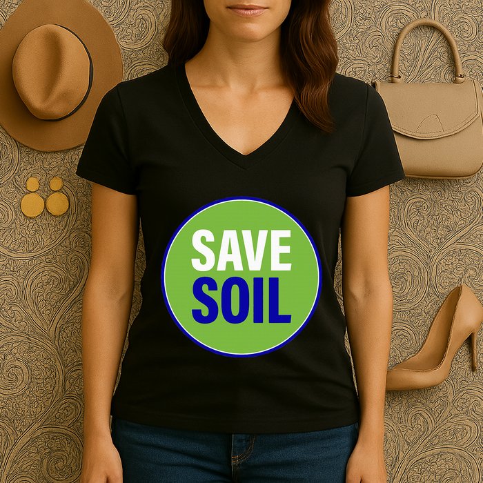 Save Soil Let Us Make It Happen Support Save Soil Movement Women's V-Neck T-Shirt