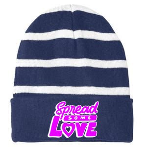 Spread Some Love Retro Striped Beanie with Solid Band